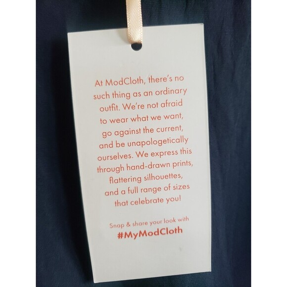 Modcloth Blouse Women's Medium Navy Blue Chiffon Beaded Collar Sheer Top NWT - Picture 12 of 12